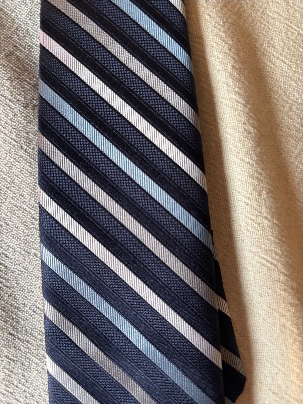 Calvin Klein Classic Navy & Light Blue Striped Boy’s Tie
